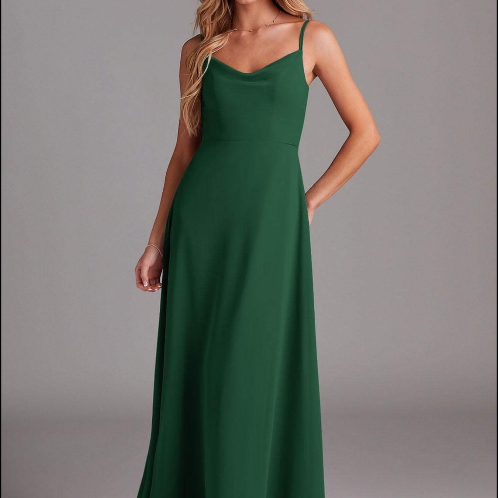 Azazie Green Spaghetti Strap Maxi Sundress